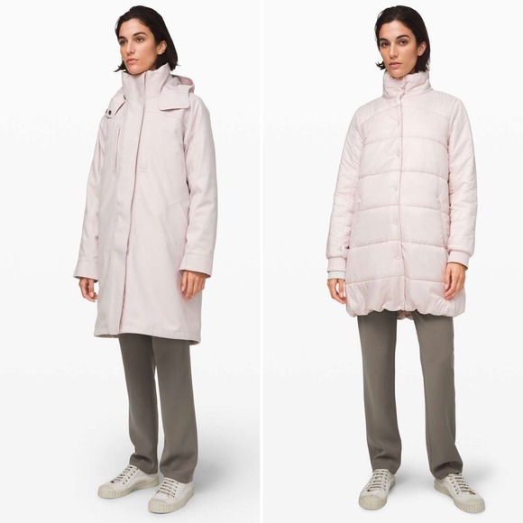 Lululemon Roam Far Wool 3-in-1‎ Jacket Size 8 Heathered Light Chrome - Picture 17 of 17